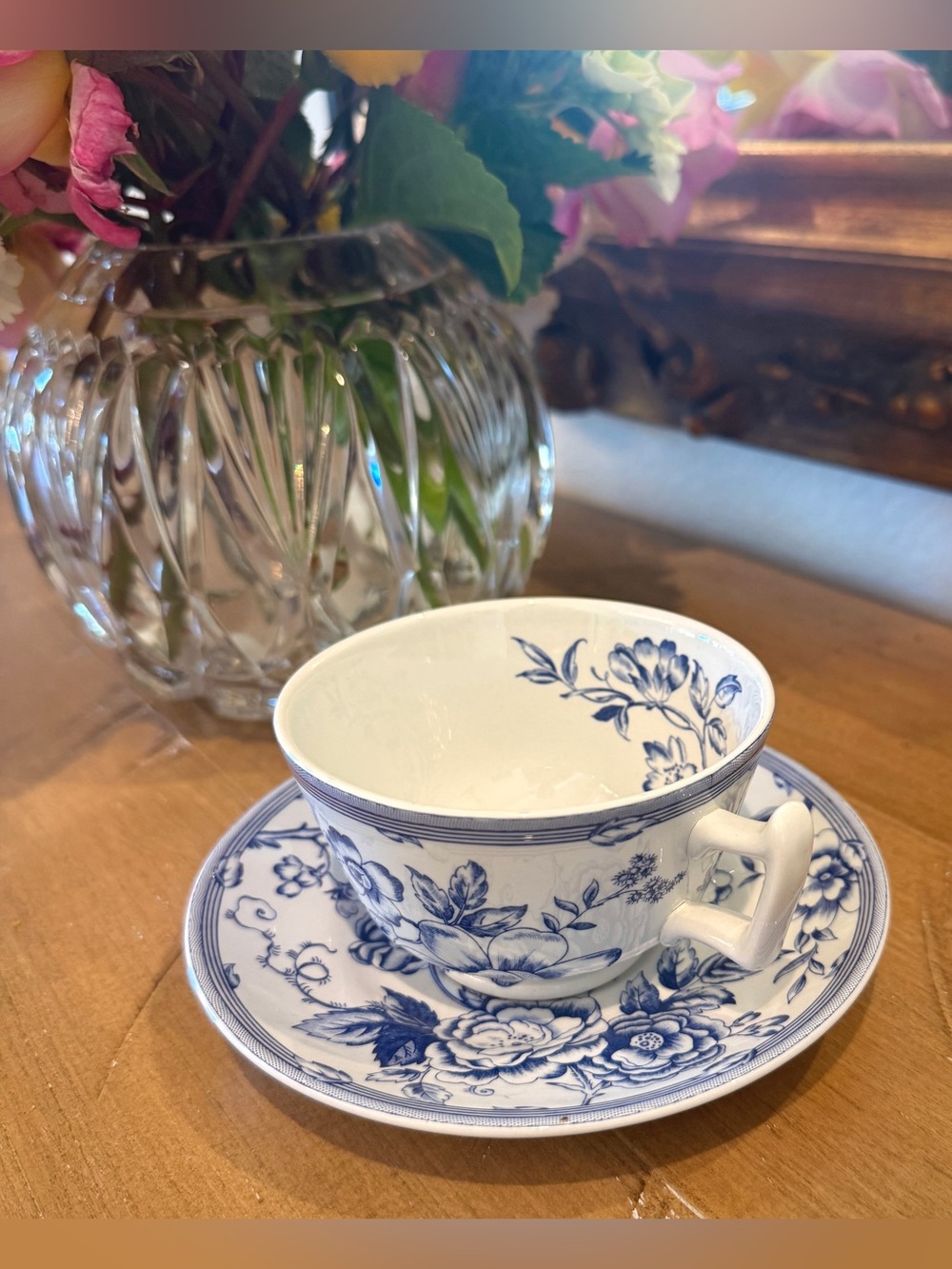 Spode Laura Ashley Clifton Blue Floral Teacup Saucer England